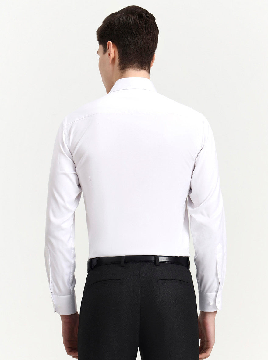White Solid Slim Fit Formal Shirt | Metal
