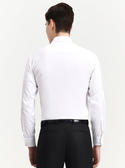 White Solid Slim Fit Formal Shirt | Metal
