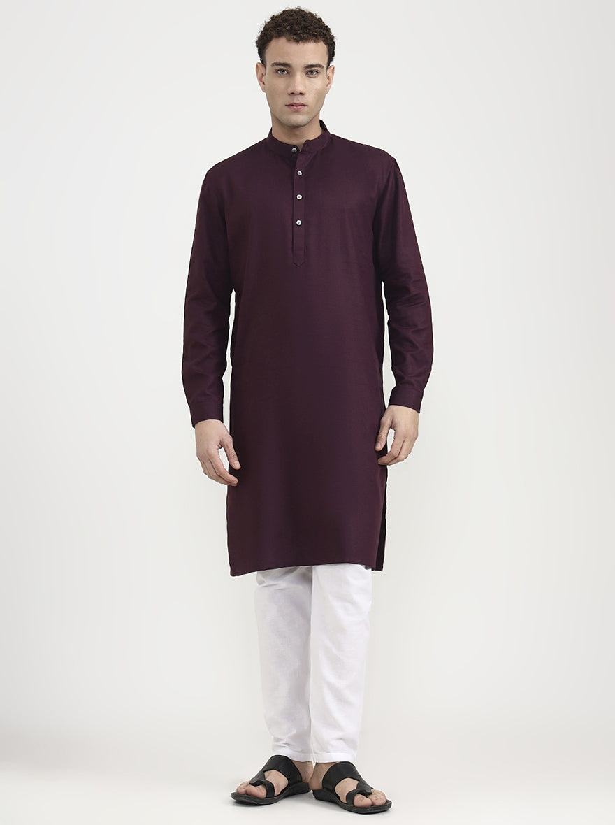 Dark Purple Solid  Modi Kurta | JadeBlue
