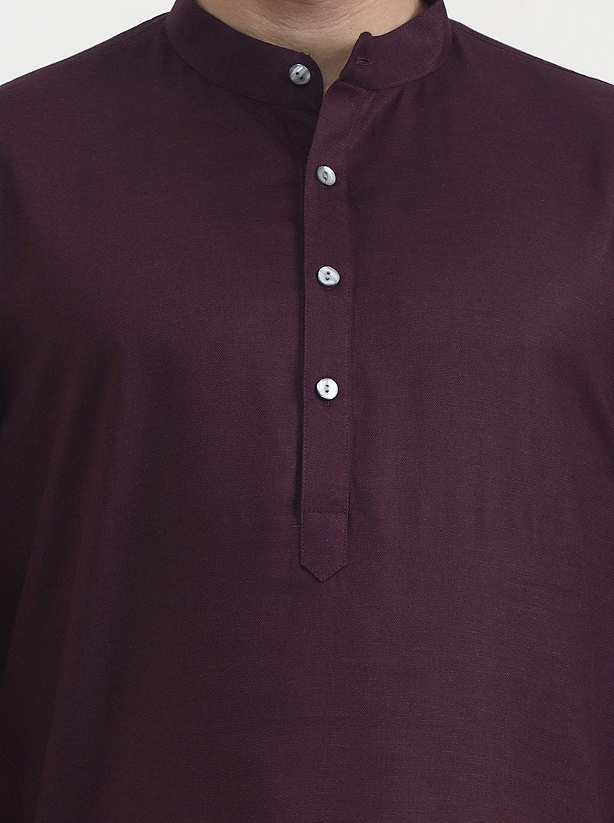 Dark Purple Solid  Modi Kurta | JadeBlue