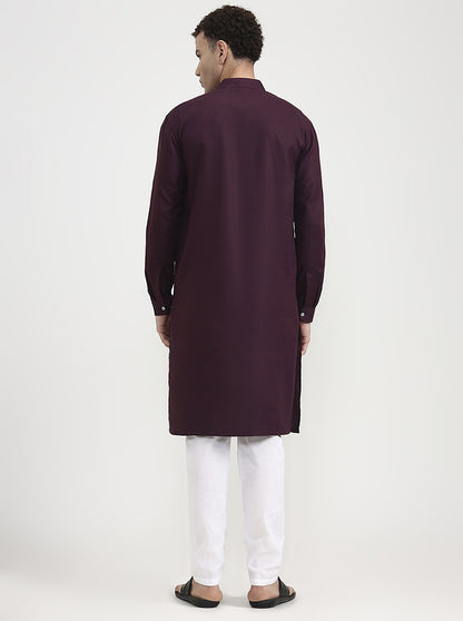 Dark Purple Solid  Modi Kurta | JadeBlue