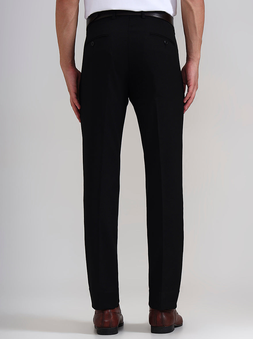 Black Solid Slim Fit Formal Trouser | JadeBlue Youth