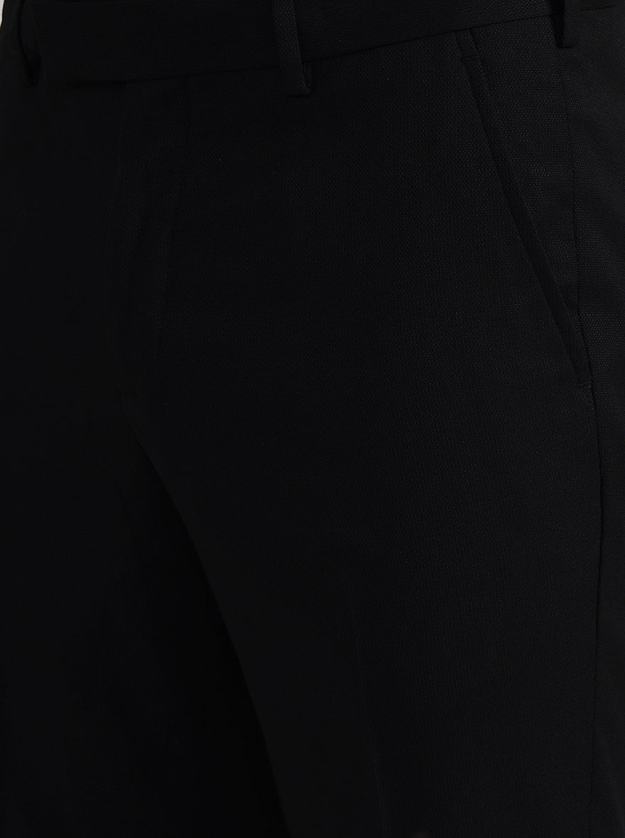Black Solid Slim Fit Formal Trouser | JadeBlue Youth