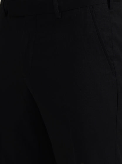 Black Solid Slim Fit Formal Trouser | JadeBlue Youth