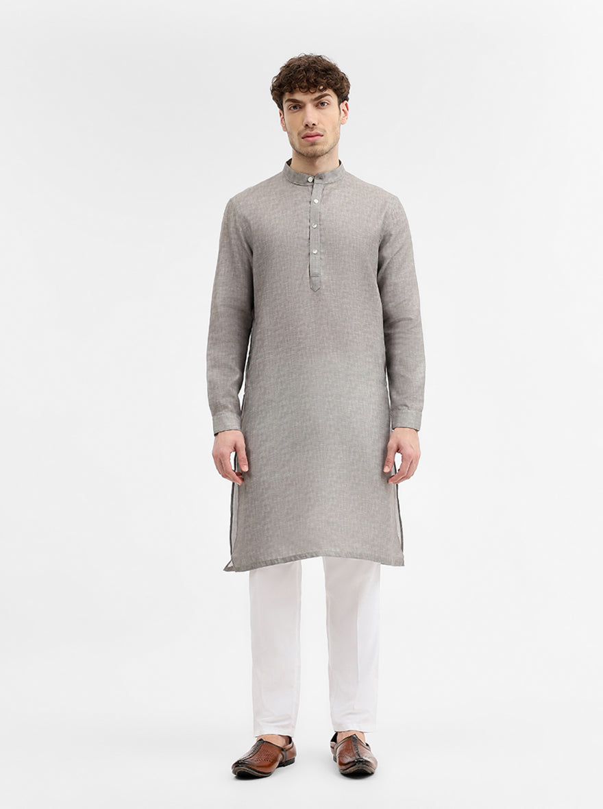 Mouse Grey Solid Modi Kurta | JadeBlue