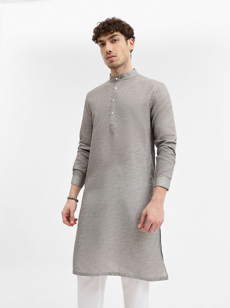 Mouse Grey Solid Modi Kurta | JadeBlue