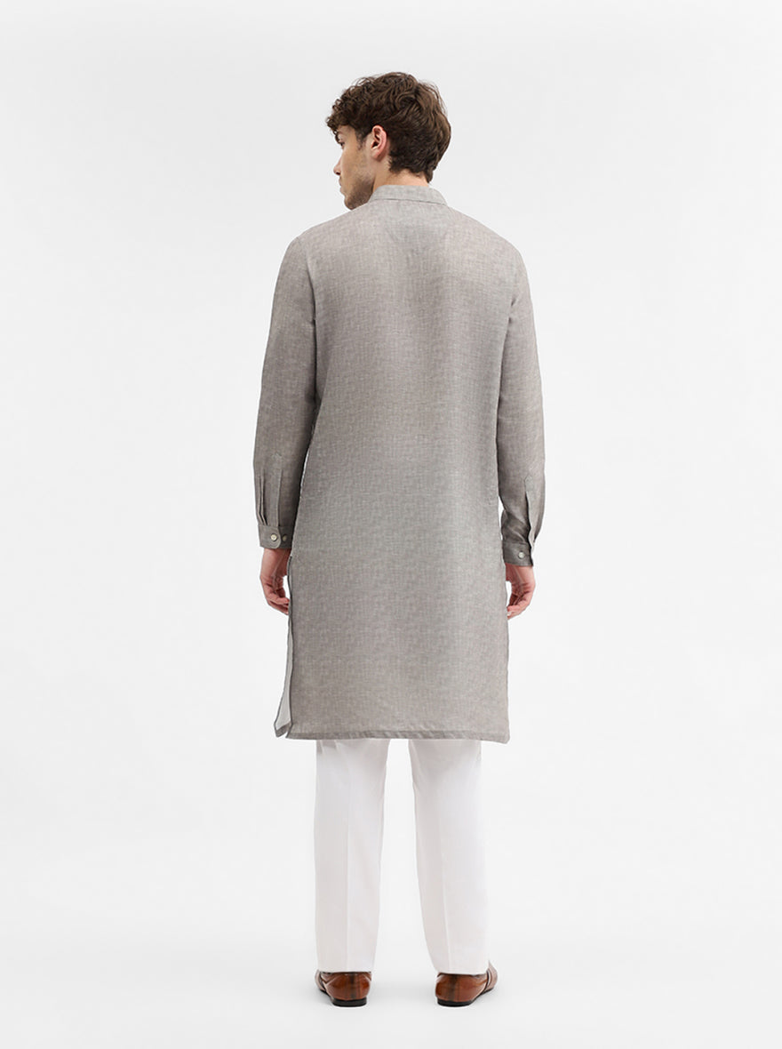 Mouse Grey Solid Modi Kurta | JadeBlue