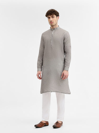 Mouse Grey Solid Modi Kurta | JadeBlue