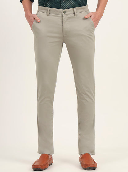 Light Green Solid Super Slim Fit Casual Trouser | Greenfibre