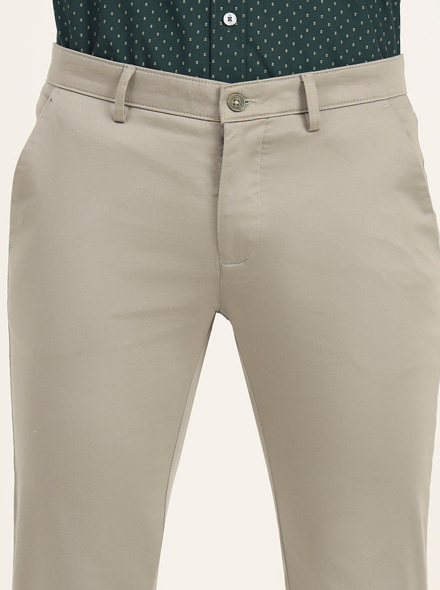 Light Green Solid Super Slim Fit Casual Trouser | Greenfibre