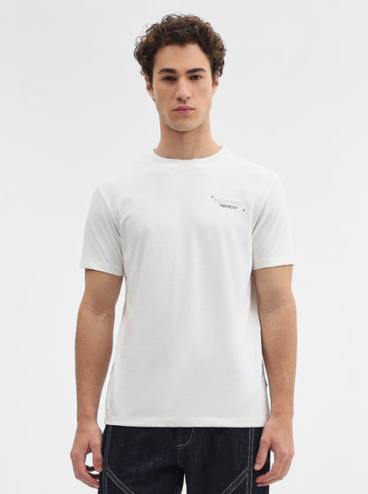White Printed Slim Fit T-Shirt | JadeBlue