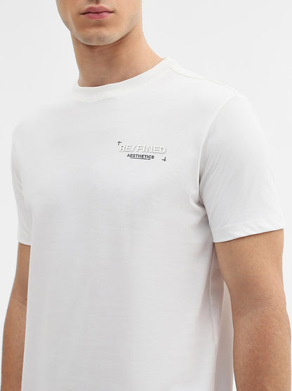 White Printed Slim Fit T-Shirt | JadeBlue