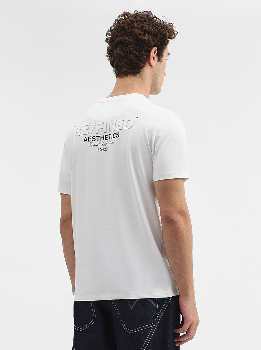 White Printed Slim Fit T-Shirt | JadeBlue