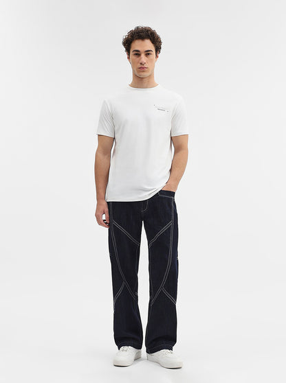 White Printed Slim Fit T-Shirt | JadeBlue