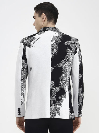 White Printed Regular Fit Blazer | Wyre