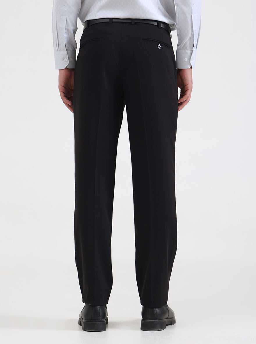 Black Solid Regular Fit Formal Trouser | JadeBlue