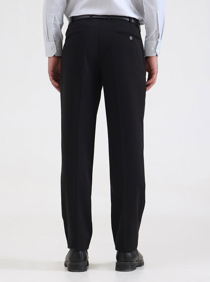 Black Solid Regular Fit Formal Trouser | JadeBlue