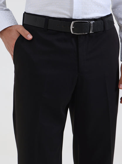 Black Solid Regular Fit Formal Trouser | JadeBlue