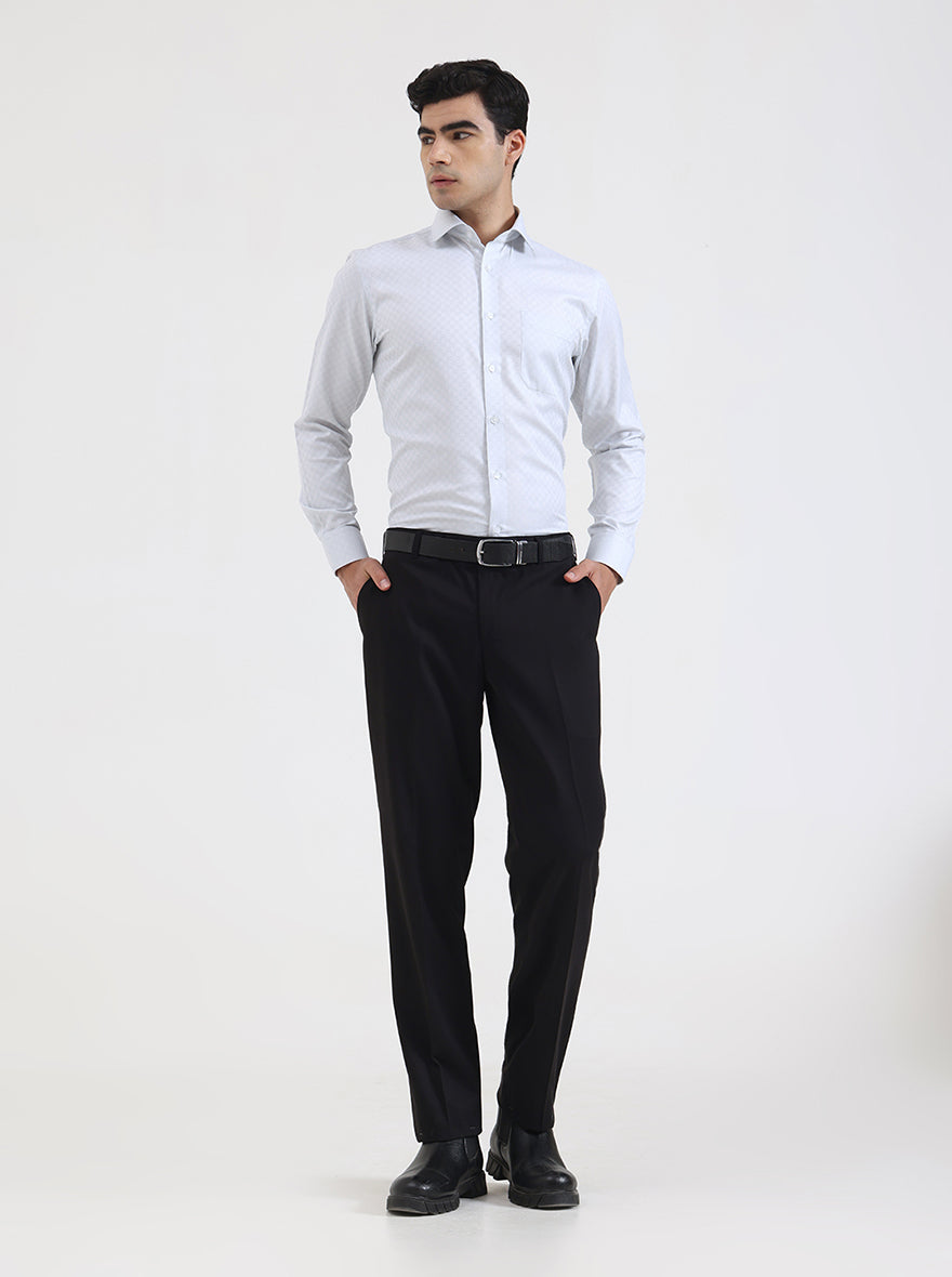 Black Solid Regular Fit Formal Trouser | JadeBlue