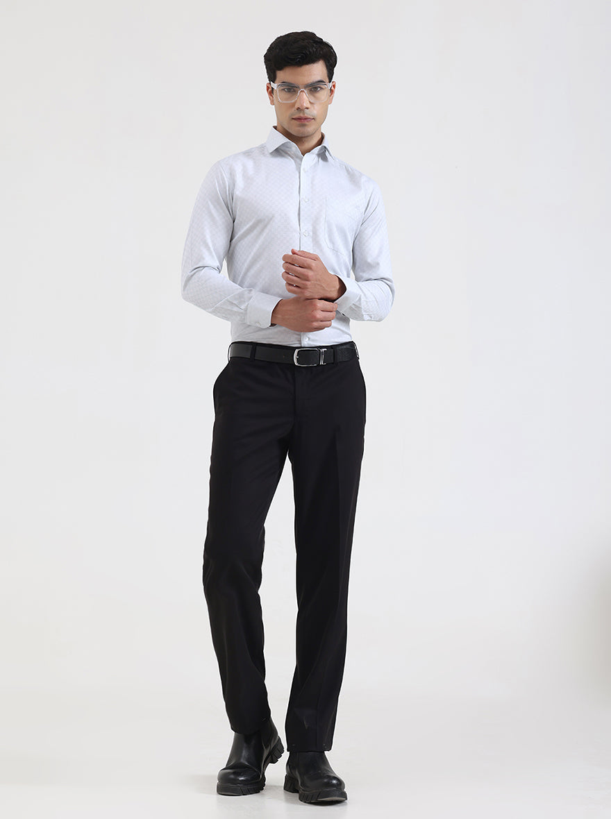 Black Solid Regular Fit Formal Trouser | JadeBlue