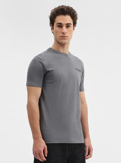 Charcoal Grey Printed Slim Fit T-Shirt | JadeBlue