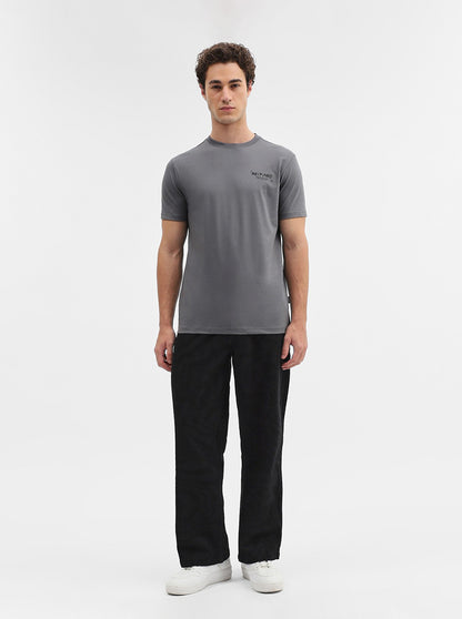 Charcoal Grey Printed Slim Fit T-Shirt | JadeBlue