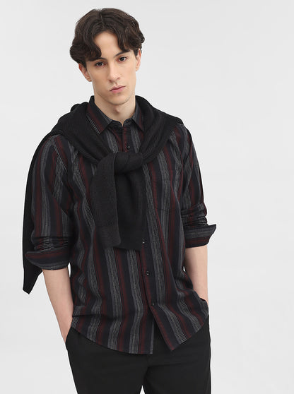 Purple Striped Slim Fit Casual Shirt | JadeBlue