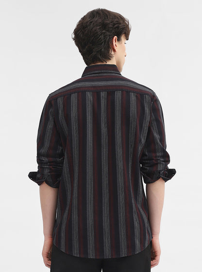 Purple Striped Slim Fit Casual Shirt | JadeBlue