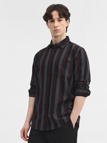 Purple Striped Slim Fit Casual Shirt | JadeBlue