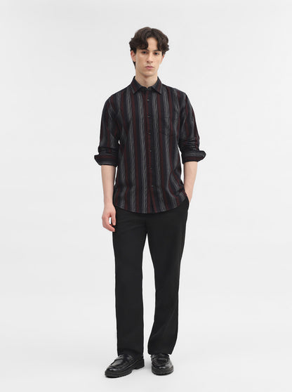 Purple Striped Slim Fit Casual Shirt | JadeBlue