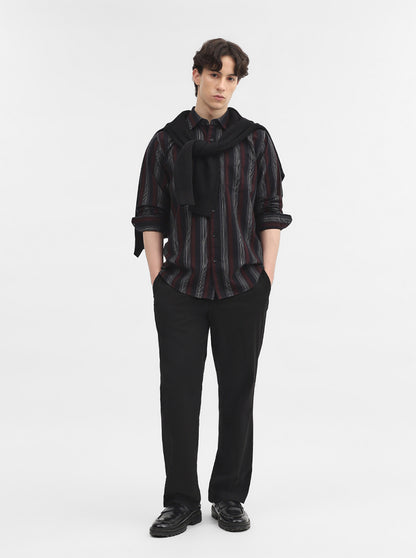 Purple Striped Slim Fit Casual Shirt | JadeBlue