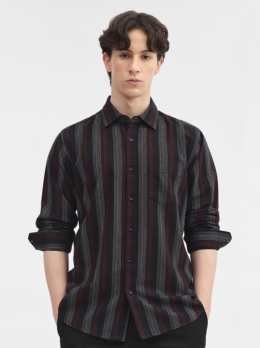 Purple Striped Slim Fit Casual Shirt | JadeBlue