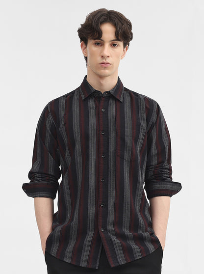 Purple Striped Slim Fit Casual Shirt | JadeBlue