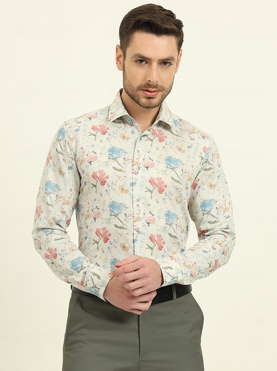 Lemon Green Printed Slim Fit Party Wear Shirt | Wyre