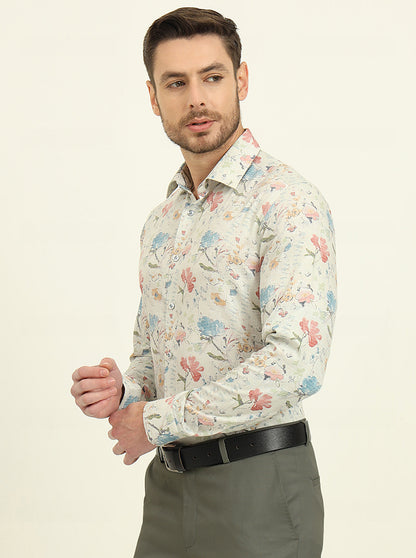 Lemon Green Printed Slim Fit Party Wear Shirt | Wyre
