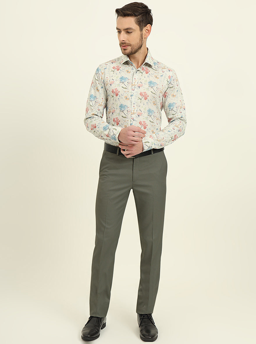 Lemon Green Printed Slim Fit Party Wear Shirt | Wyre