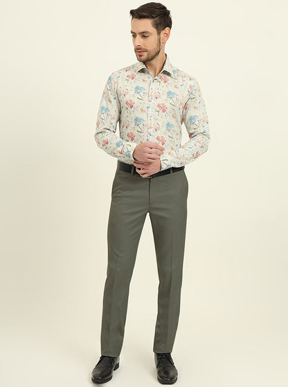 Lemon Green Printed Slim Fit Party Wear Shirt | Wyre