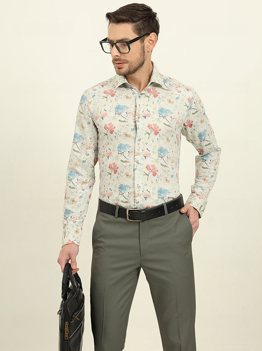 Lemon Green Printed Slim Fit Party Wear Shirt | Wyre