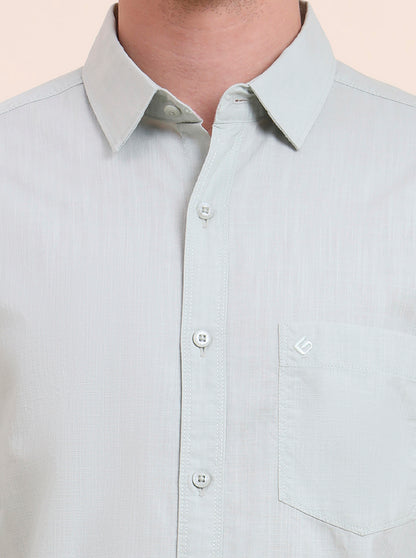 Pista Green Solid Slim Fit Casual Shirt | Greenfibre