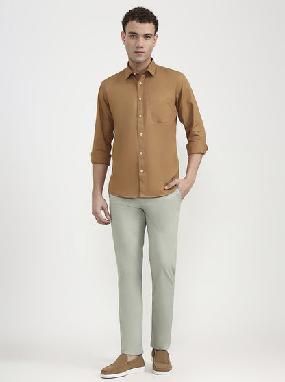 Fawn Solid Tailored Fit Semi Casual Shirt | Greenfibre