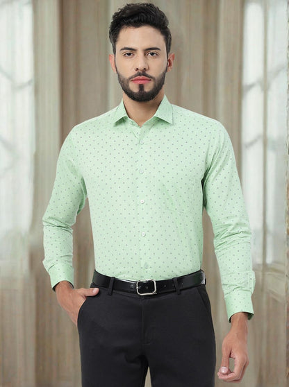 Green Printed Slim Fit Formal Shirt | Greenfibre