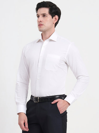 White Solid Slim Fit Formal Shirt | Metal