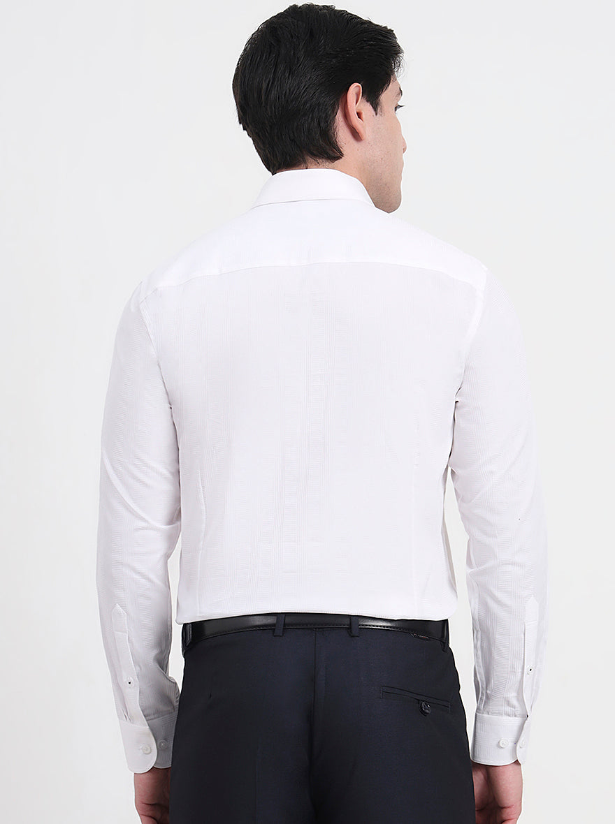 White Solid Slim Fit Formal Shirt | Metal