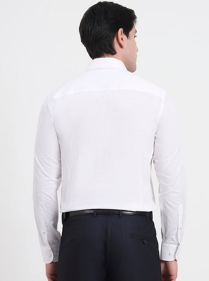 White Solid Slim Fit Formal Shirt | Metal