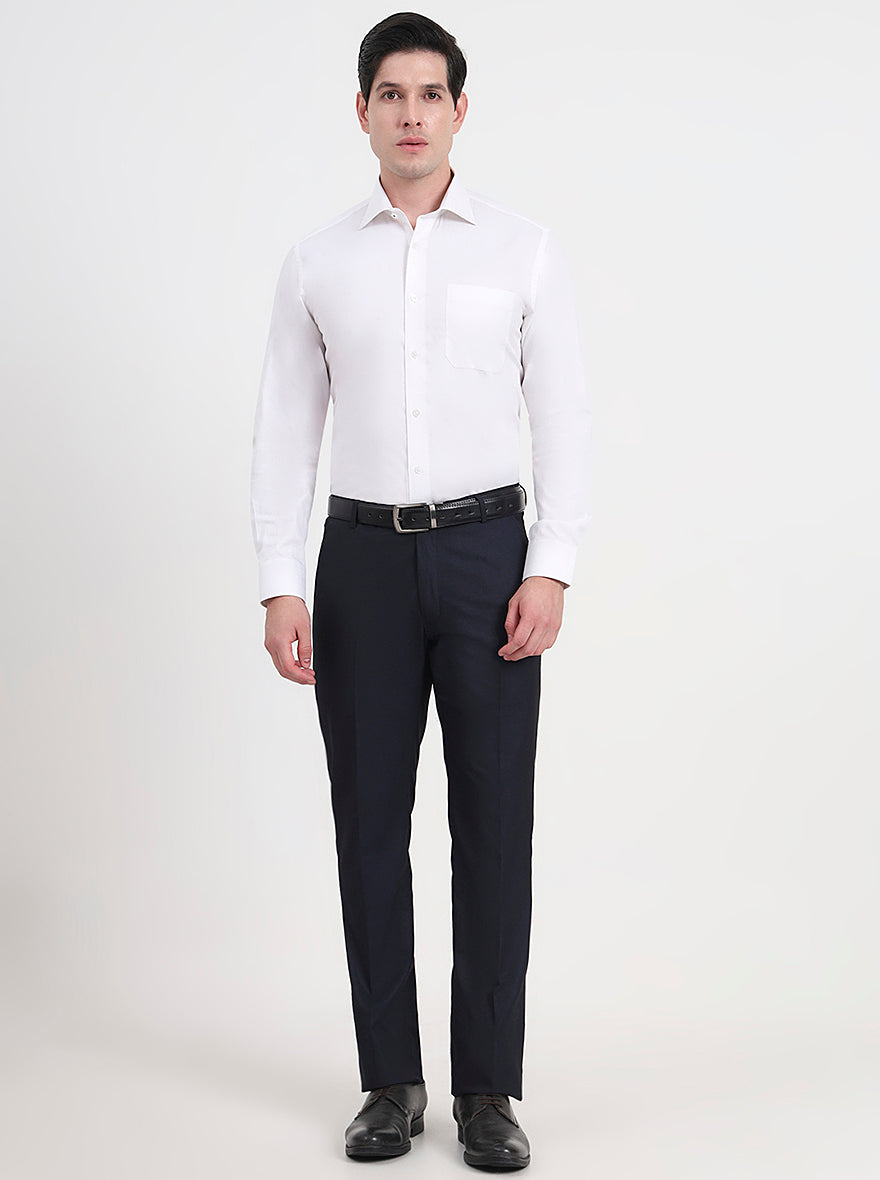 White Solid Slim Fit Formal Shirt | Metal