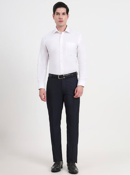 White Solid Slim Fit Formal Shirt | Metal