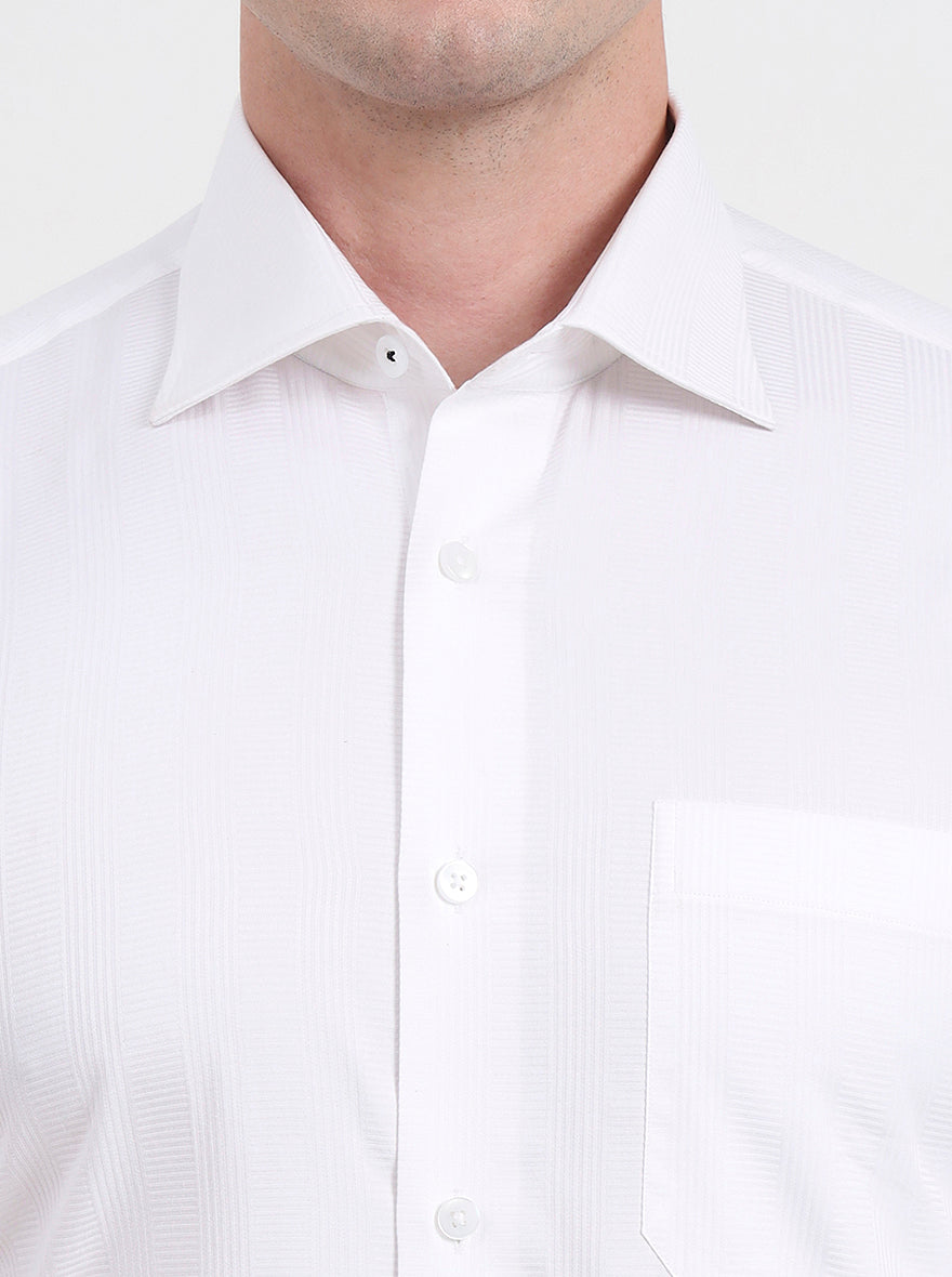 White Solid Slim Fit Formal Shirt | Metal