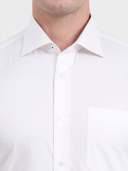 White Solid Slim Fit Formal Shirt | Metal