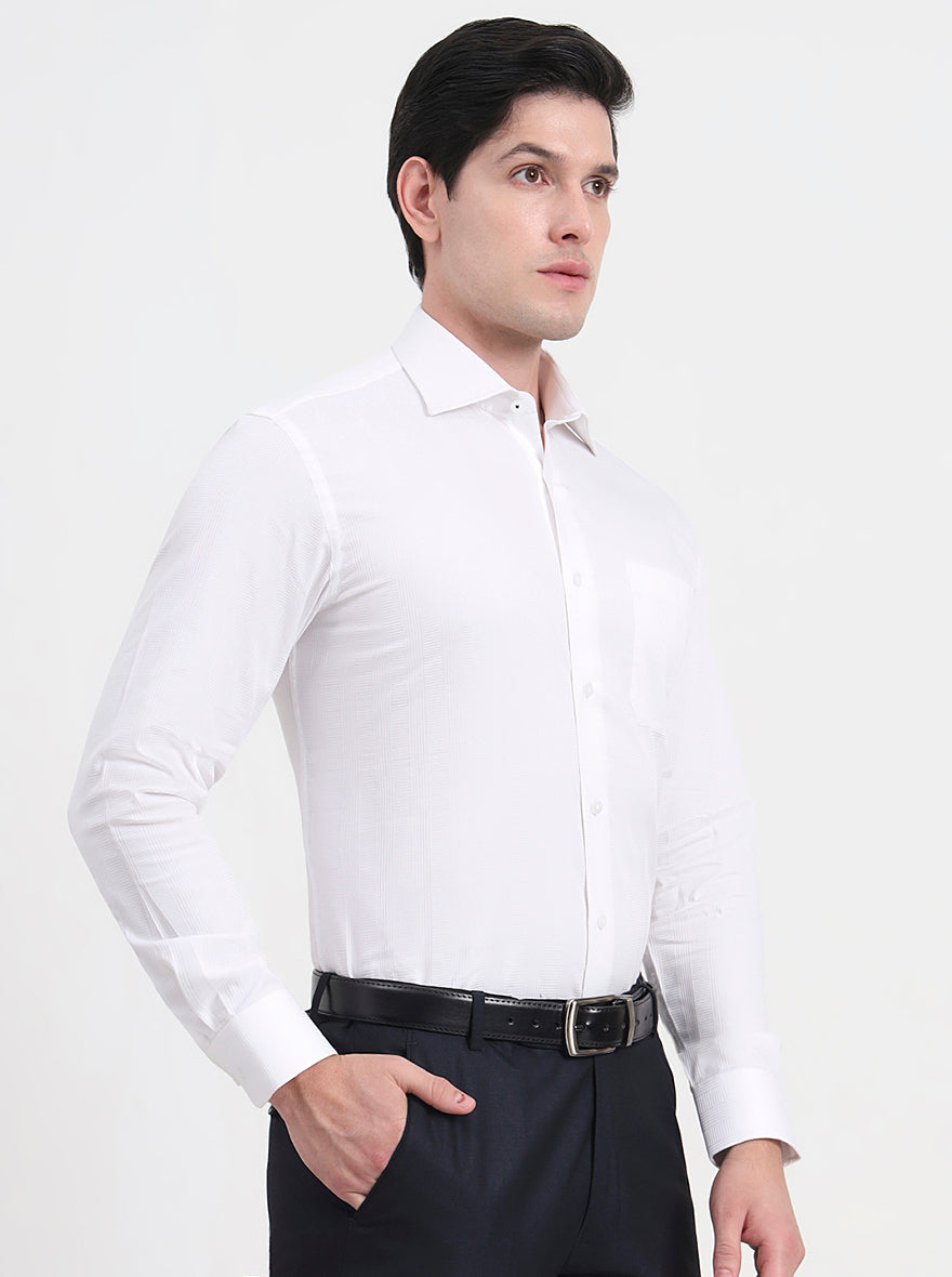 White Solid Slim Fit Formal Shirt | Metal