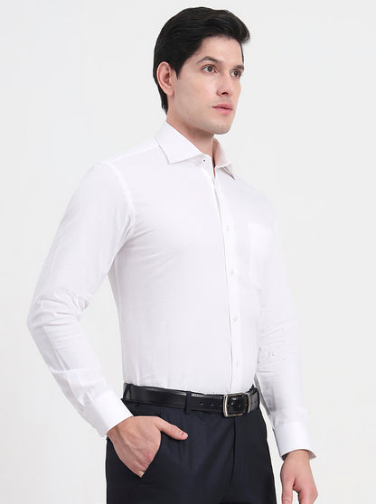 White Solid Slim Fit Formal Shirt | Metal